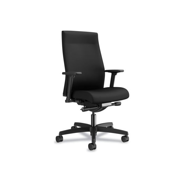 Ignition 2.0 Upholstered Mid-Back Task Chair With Lumbar, 300 Lbs. Cap., Blk Seat, Back, and Base
